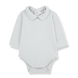 LOURDES STRIPED ORGANIC JERSEY collar body - nuvola