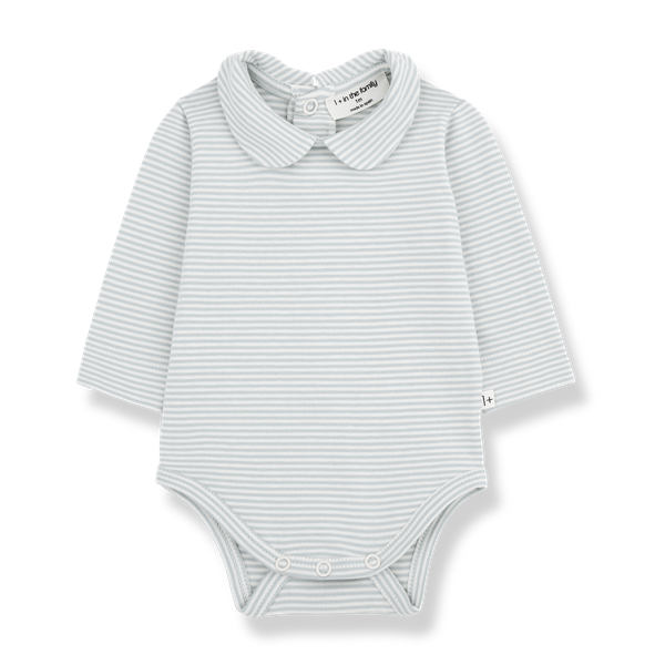 LOURDES STRIPED ORGANIC JERSEY collar body - nuvola
