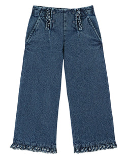 EMBROIDERED DENIM SAILOR TROUSERS AC090 - DENIM