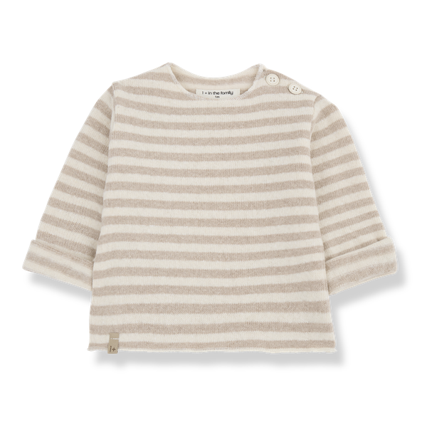 AUBIN SOFT STRIPED FLEECE l.sleeve t-shirt - beige