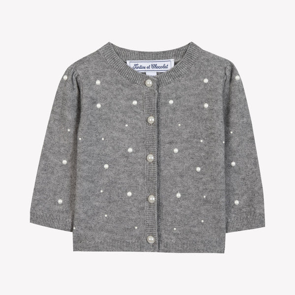 BABY PREPPY WINTER CARDIGAN 8 - Gris moyen chiné CB18141