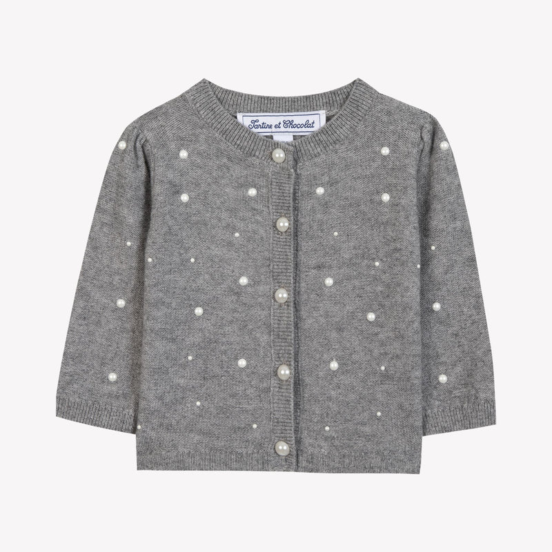 BABY PREPPY WINTER CARDIGAN 8 - Gris moyen chiné CB18141