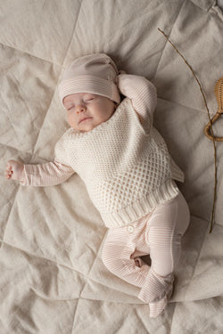 KRISTINE STRIPED ORGANIC JERSEY jumpsuit w/feet - nude (light pink)