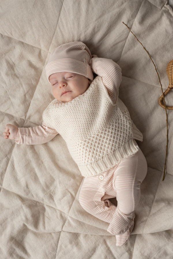 KRISTINE STRIPED ORGANIC JERSEY jumpsuit w/feet - nude (light pink)