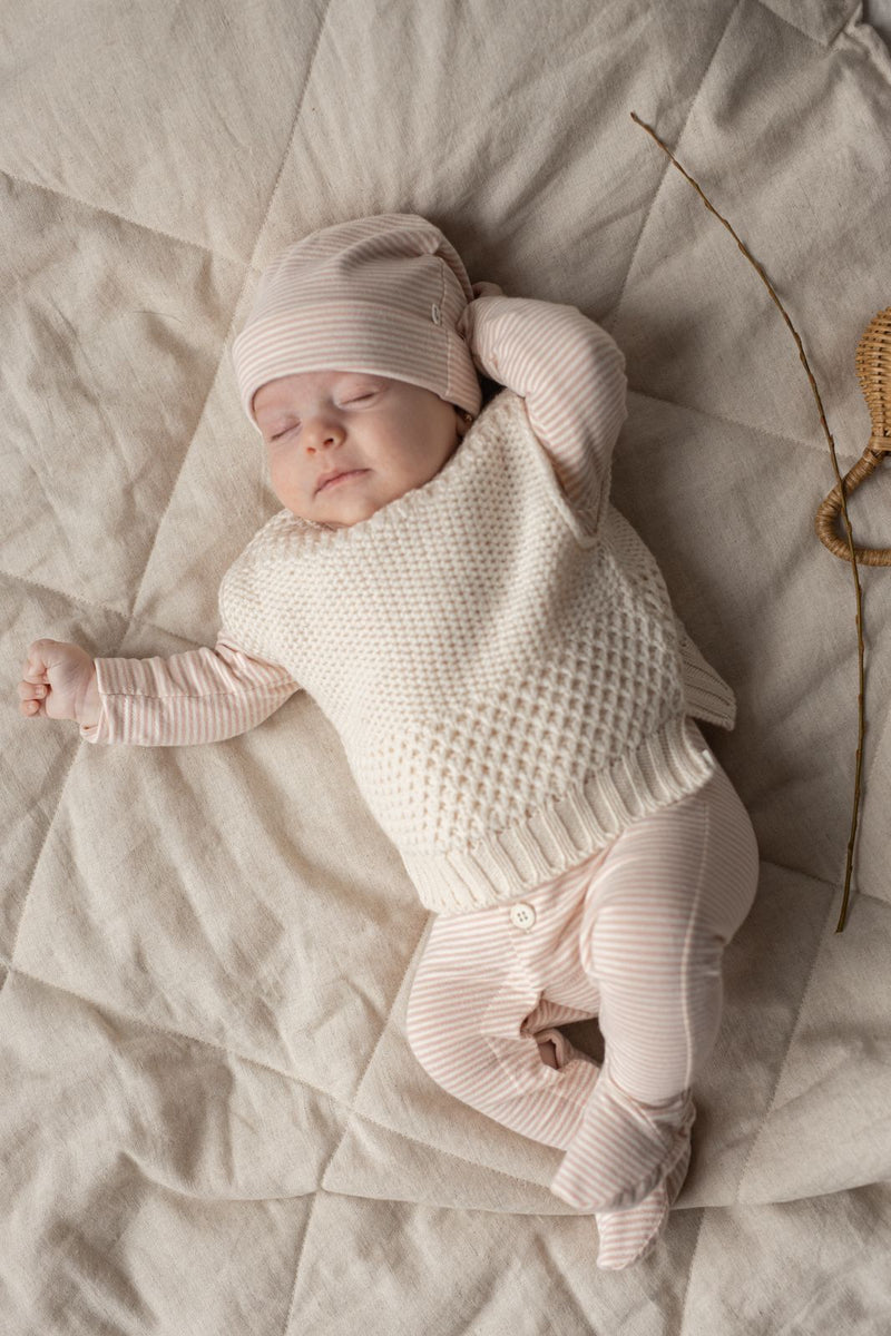 KRISTINE STRIPED ORGANIC JERSEY jumpsuit w/feet - nude (light pink)