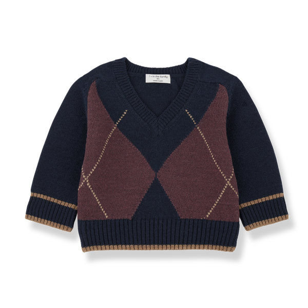 KASPER KNITWEAR argyle pullover - dark-blue
