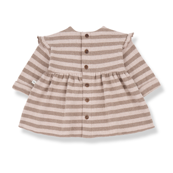 THEA SOFT MEDIUM STRIPE FLEECE dress - nude (light pink)