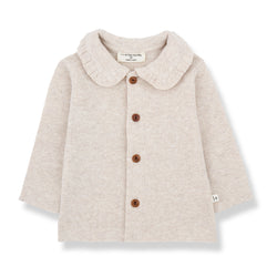 GISELA PLAIN RIB JERSEY collar blouse - rice