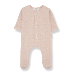 ADRIEN SOFT PRINTED FLEECE jumpsuit w/feet - nude