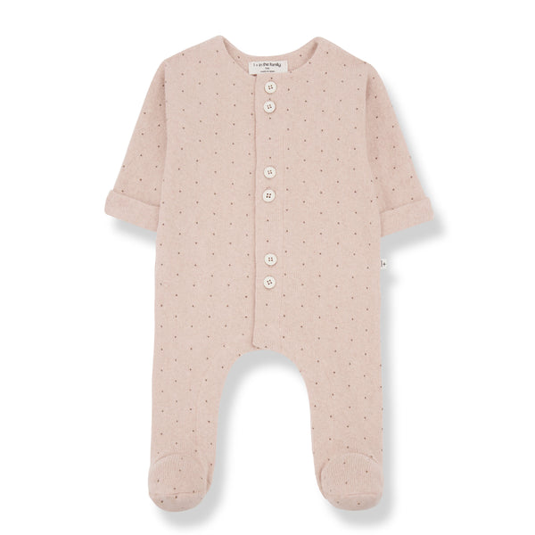 ADRIEN SOFT PRINTED FLEECE jumpsuit w/feet - nude