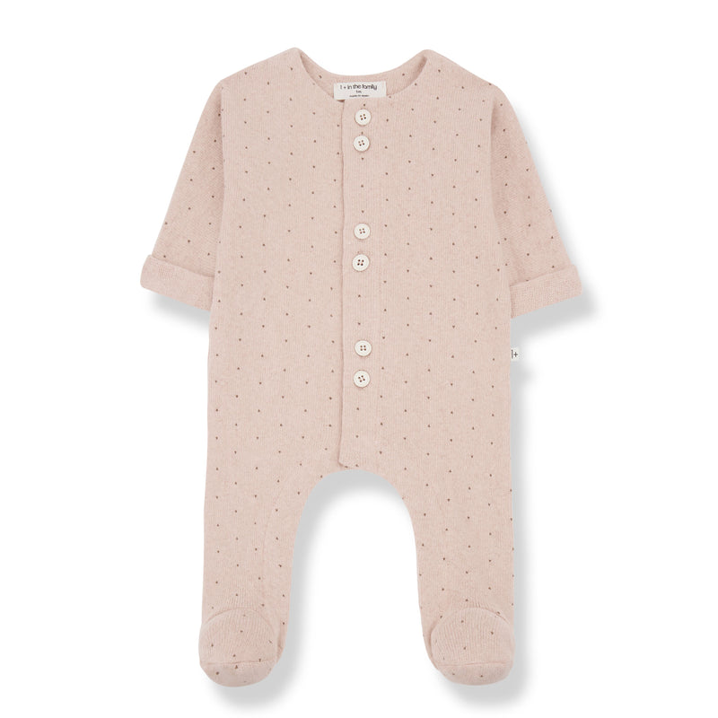 ADRIEN SOFT PRINTED FLEECE jumpsuit w/feet - nude