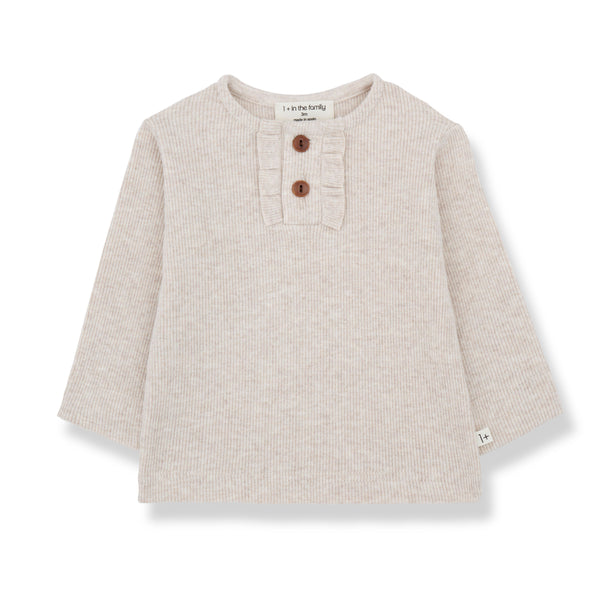 GRETA PLAIN RIB JERSEY girly t-shirt - rice