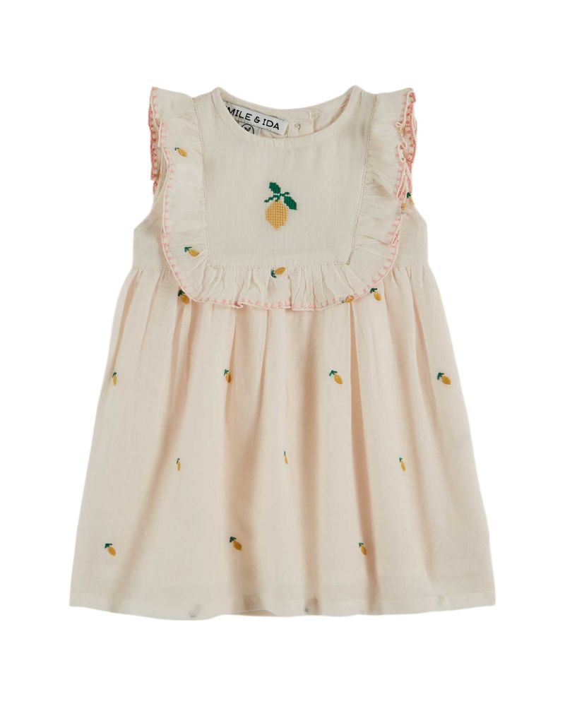 green emerald velvet dress Emile Et Ida Imprimee Brodee Dress-Floral – JellyBeanz Kids main image 1