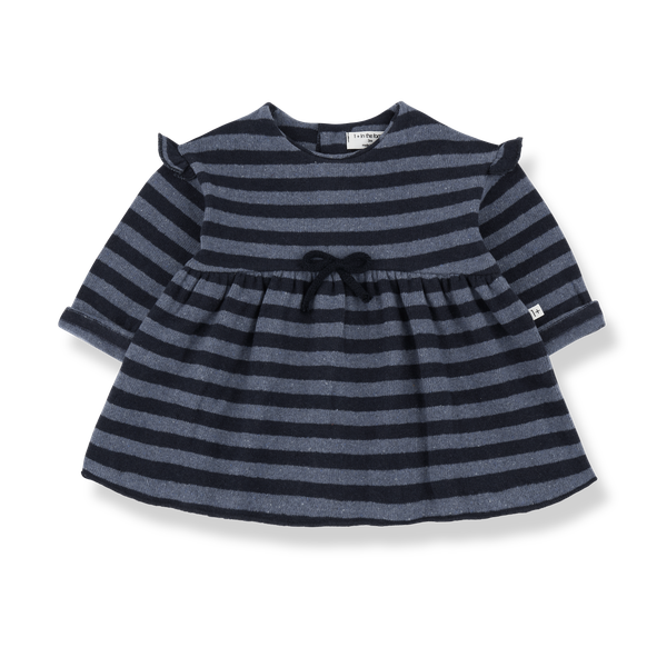 THEA SOFT MEDIUM STRIPE FLEECE dress - denim