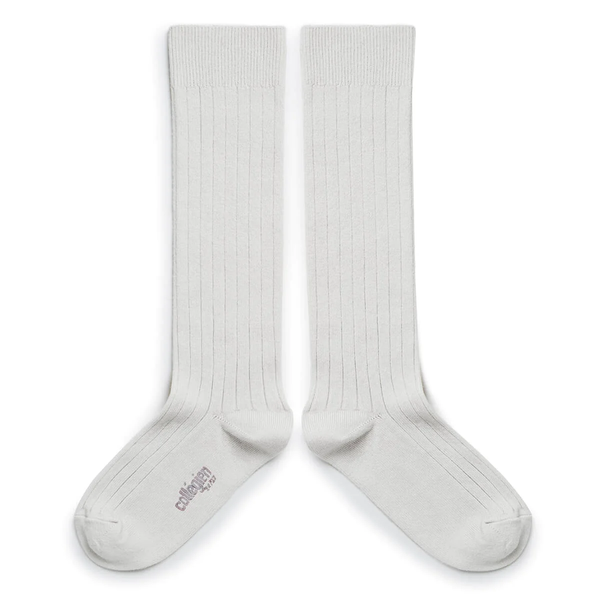 La Haute - Ribbed Knee-high Socks - 908 - Blanc Neige