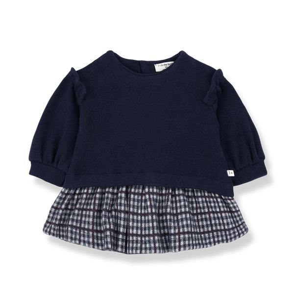 SABINE CHECK FLEECE dress - dark-blue