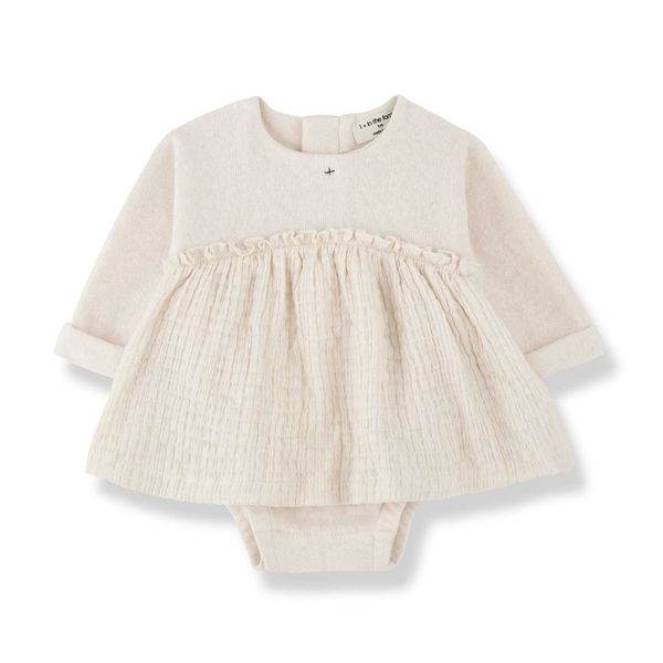 NICOLINE SOFT CAPSULE FLEECE dress w/body - ecru