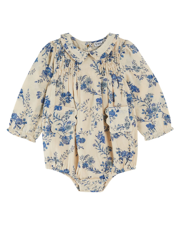 ORCHID SMOCKED BABY ROMPER AC209 - ORCHID BLEU