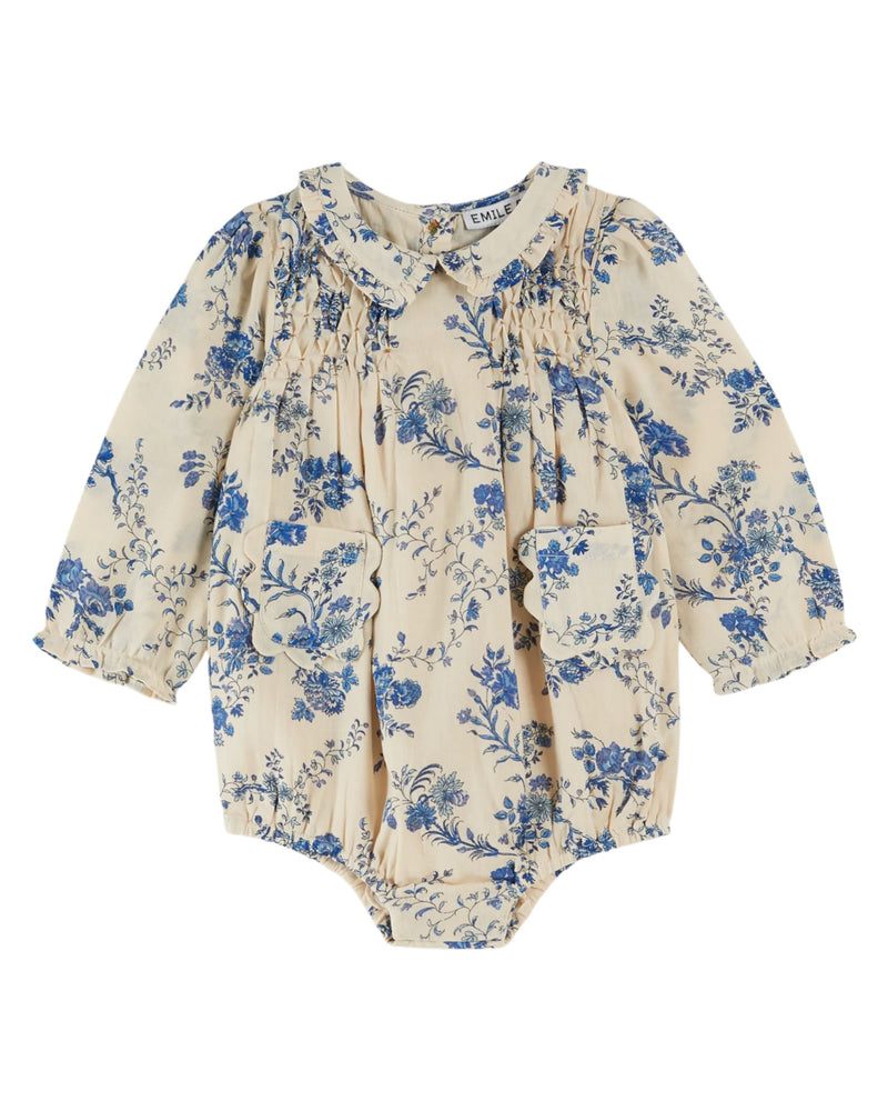 ORCHID SMOCKED BABY ROMPER AC209 - ORCHID BLEU
