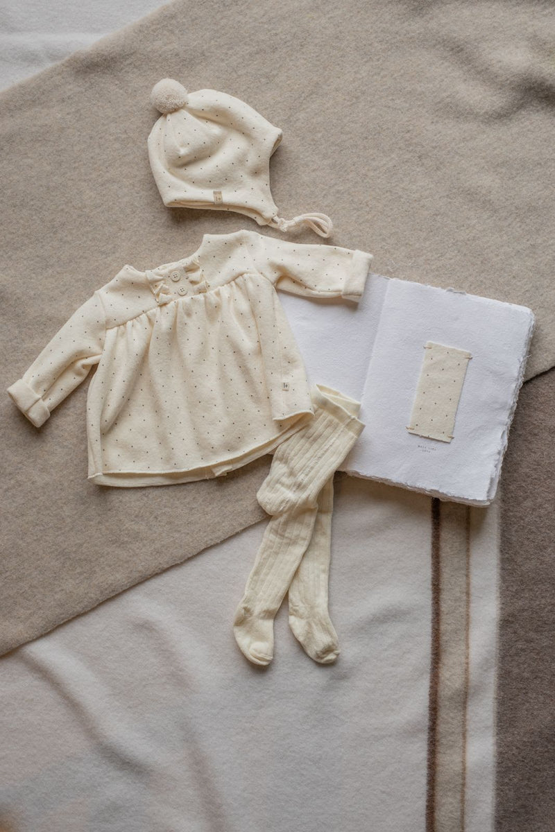 CLAIRE SOFT PRINTED FLEECE dress - ecru