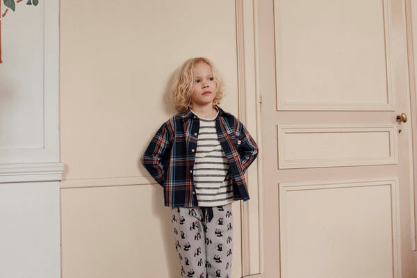 STRIPED TEE-SHIRT - AA127 - ECRU/BLEU