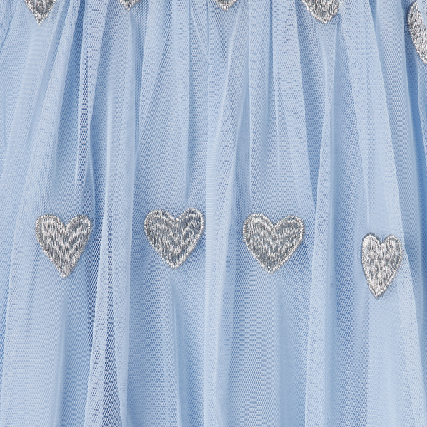 GIRL GLITTERY HEARTS TULLE DRESS - 602EM BLUE
