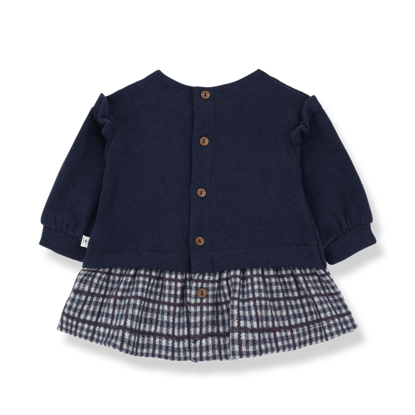 SABINE CHECK FLEECE dress - dark-blue