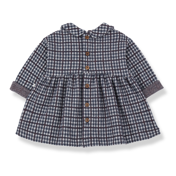 JULIA CHECK FLEECE collar dress - dark-blue