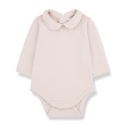 LOURDES STRIPED ORGANIC JERSEY collar body - nude