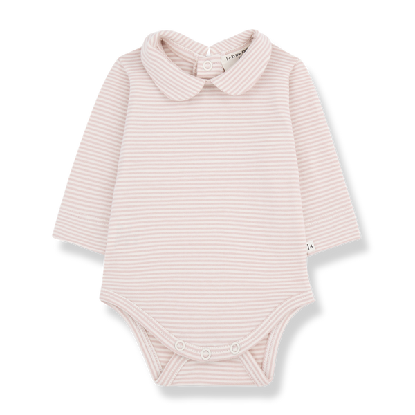 LOURDES STRIPED ORGANIC JERSEY collar body - nude