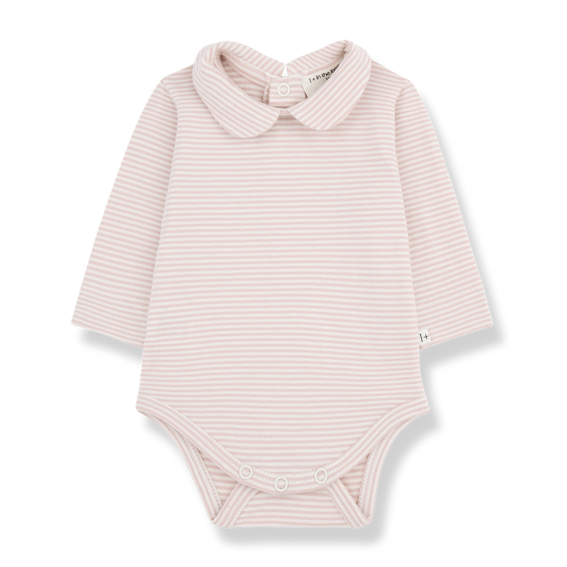 LOURDES STRIPED ORGANIC JERSEY collar body - nude