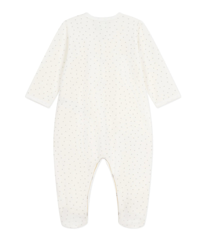 A0EB8 Velour Sleepsuit - Marshmallow/Mistigri