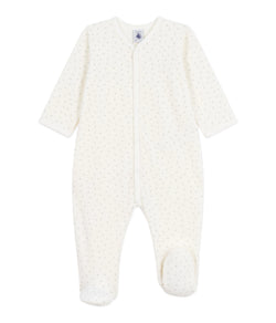 A0EB8 Velour Sleepsuit - Marshmallow/Mistigri