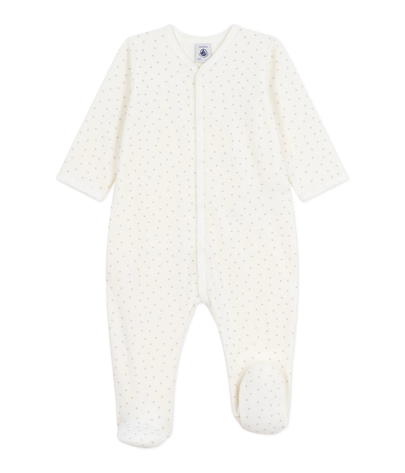 A0EB8 Velour Sleepsuit - Marshmallow/Mistigri