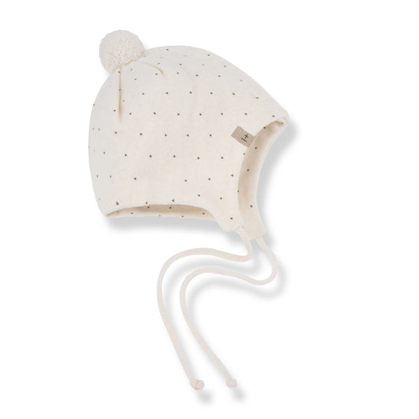 CARLOTA SOFT PRINTED FLEECE beanie - ecru