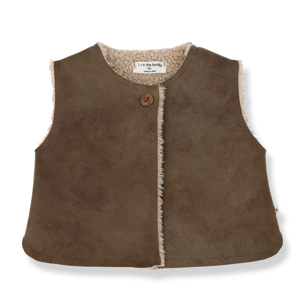 KATJA FAUX FUR vest - brown