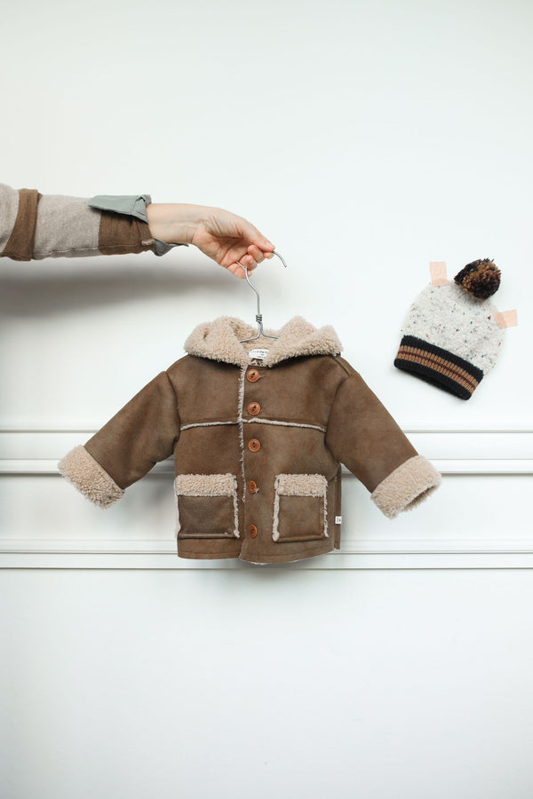 JOHAN FAUX FUR hooded jacket - brown