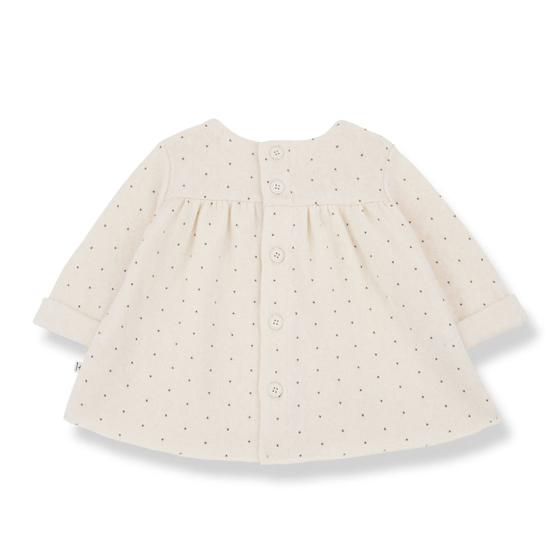 CLAIRE SOFT PRINTED FLEECE dress - ecru