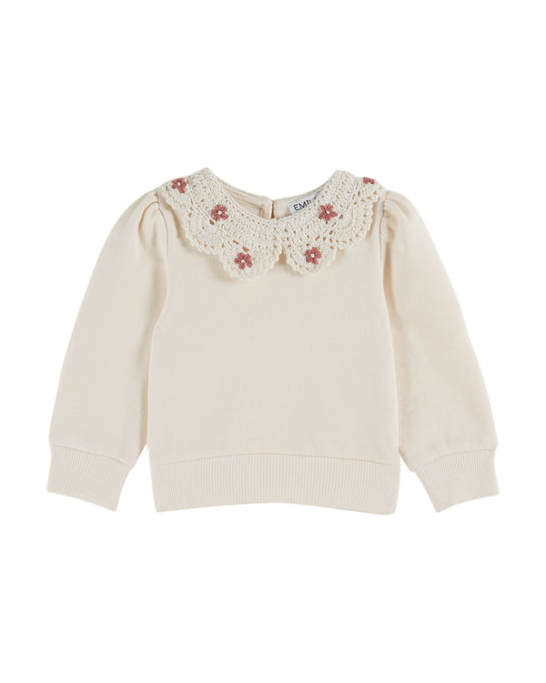 CROCHET COLLAR SWEATSHIRT AC001 - CREME