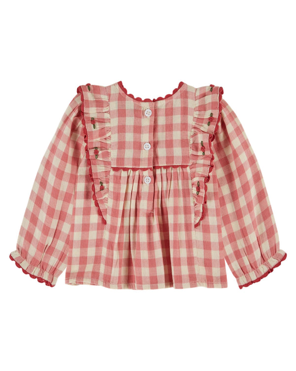 RUFFLED GINGHAM BLOUSE AC067 - GINGHAM