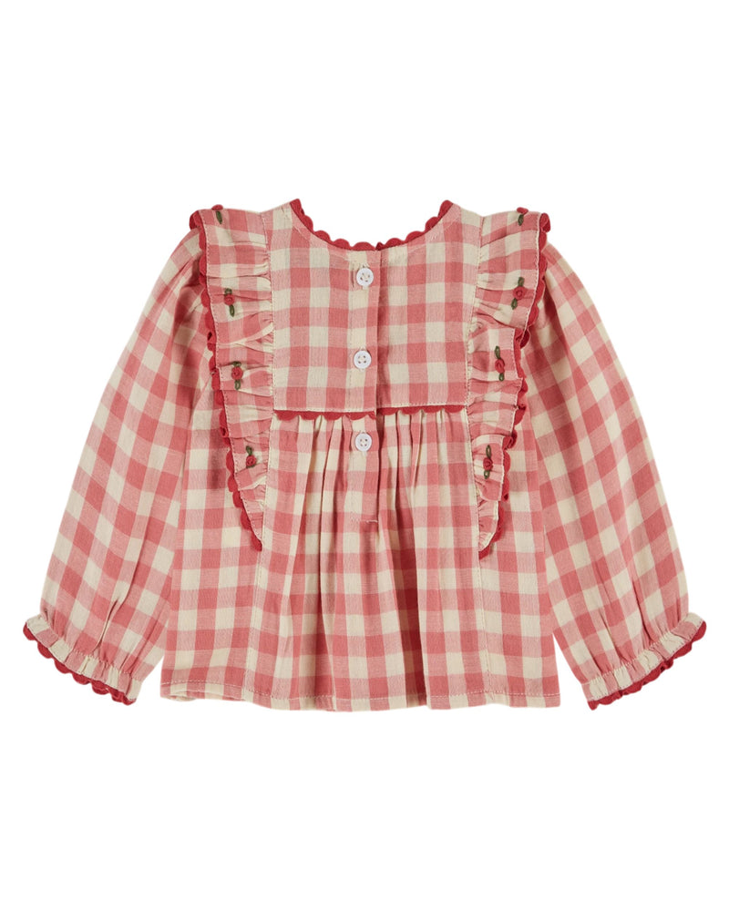 RUFFLED GINGHAM BLOUSE AC067 - GINGHAM