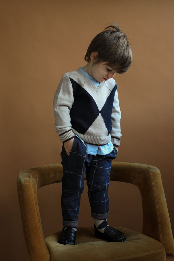KASPER KNITWEAR argyle pullover - tortora