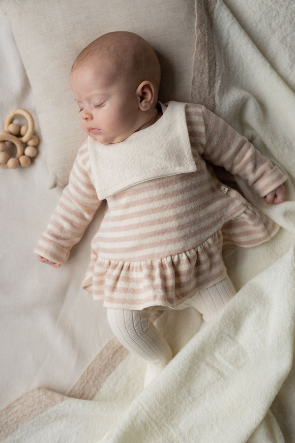 CLAUDETTE SOFT STRIPED FLEECE dress - nude