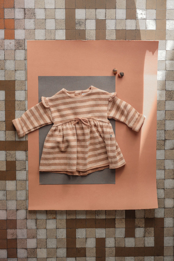 THEA SOFT MEDIUM STRIPE FLEECE dress - nude (light pink)