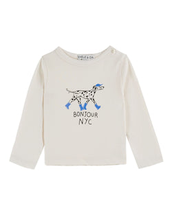 DOG PATTERN TEE SHIRT AC126A - CREME