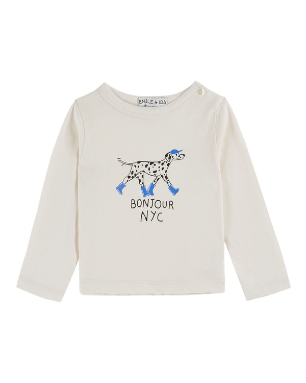 DOG PATTERN TEE SHIRT AC126A - CREME