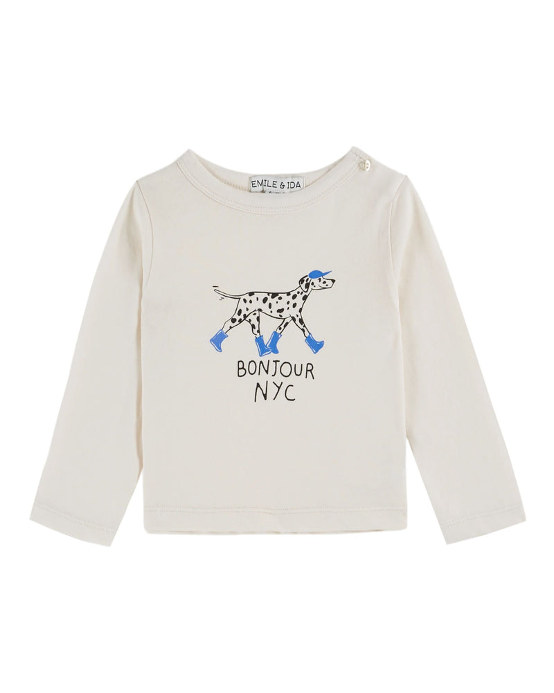 DOG PATTERN TEE SHIRT AC126A - CREME