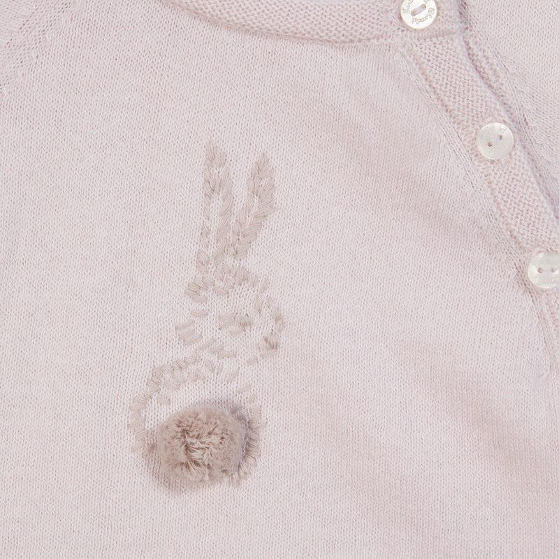 PREMIER TROUSSEAU FILLE PULL1 - Rose pâle mouliné nacre (CB18030)