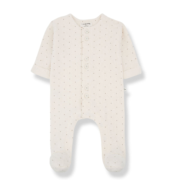 ADRIEN SOFT PRINTED FLEECE jumpsuit w/feet - ecru