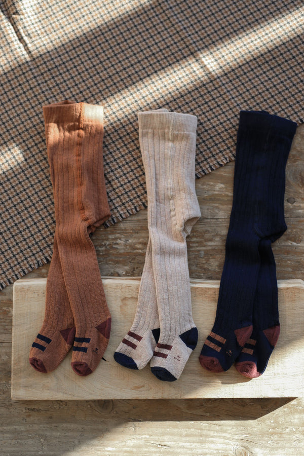 SALLY ribbed plain tights - tortora